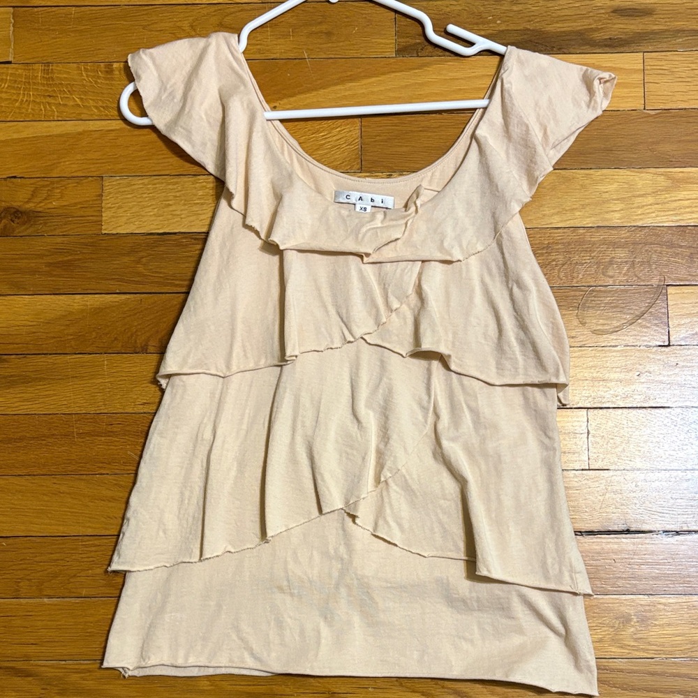 CAbi Cream Tiered Layered Women's Tank Top, Size XS, Style# 321